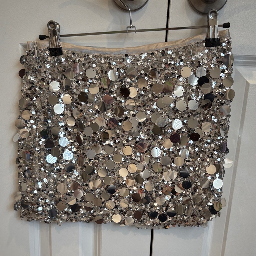Zara Silver Sequin Mini Skirt